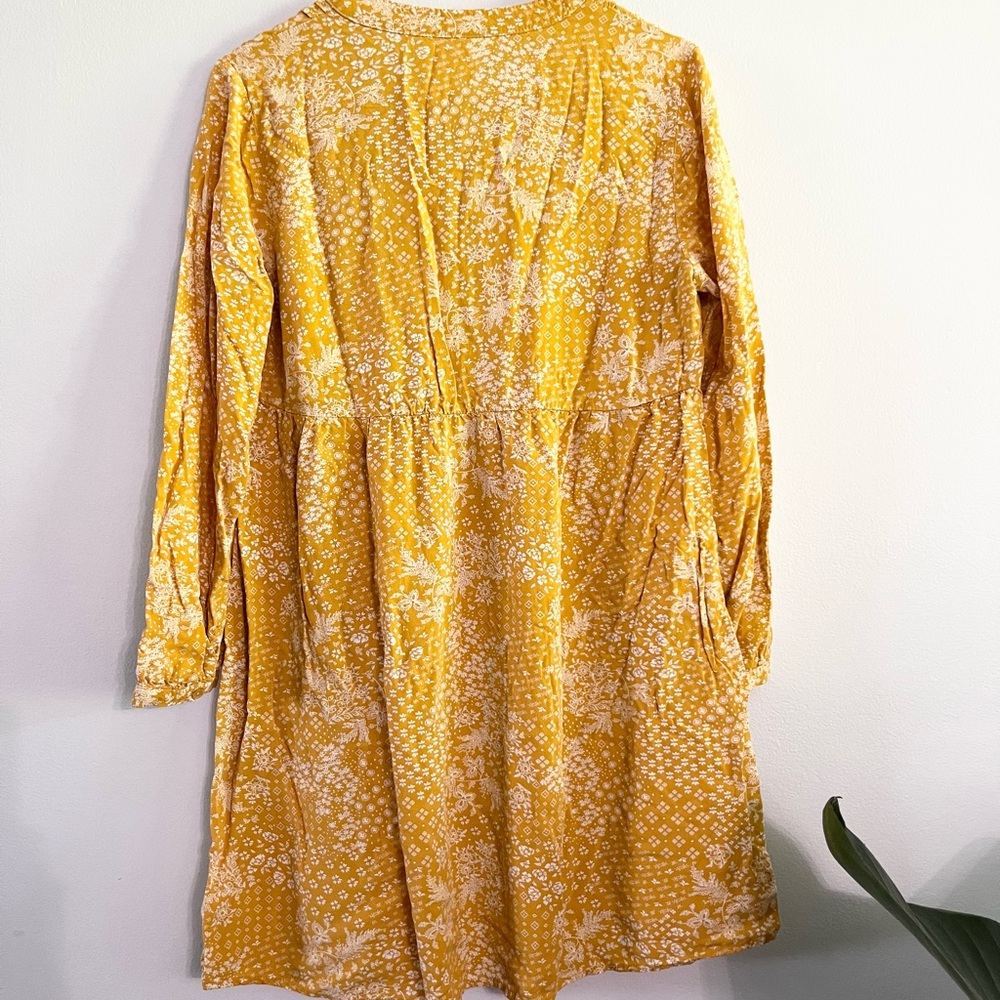 Old Navy Yellow and White Floral A Lined Babydoll Dress With Sleeves Medium - Picture 5 of 5